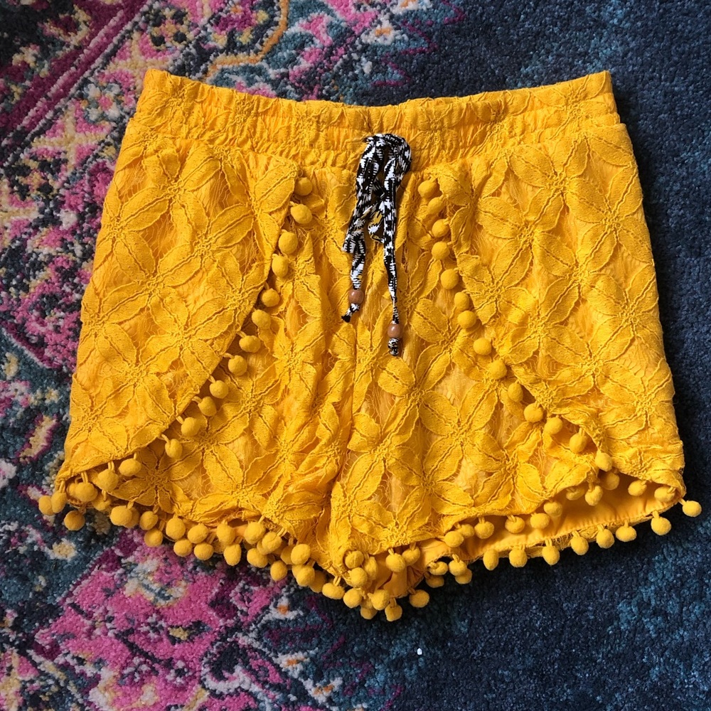 PRICE DROP: Bright Yellow Pom Pom Shorts 💛